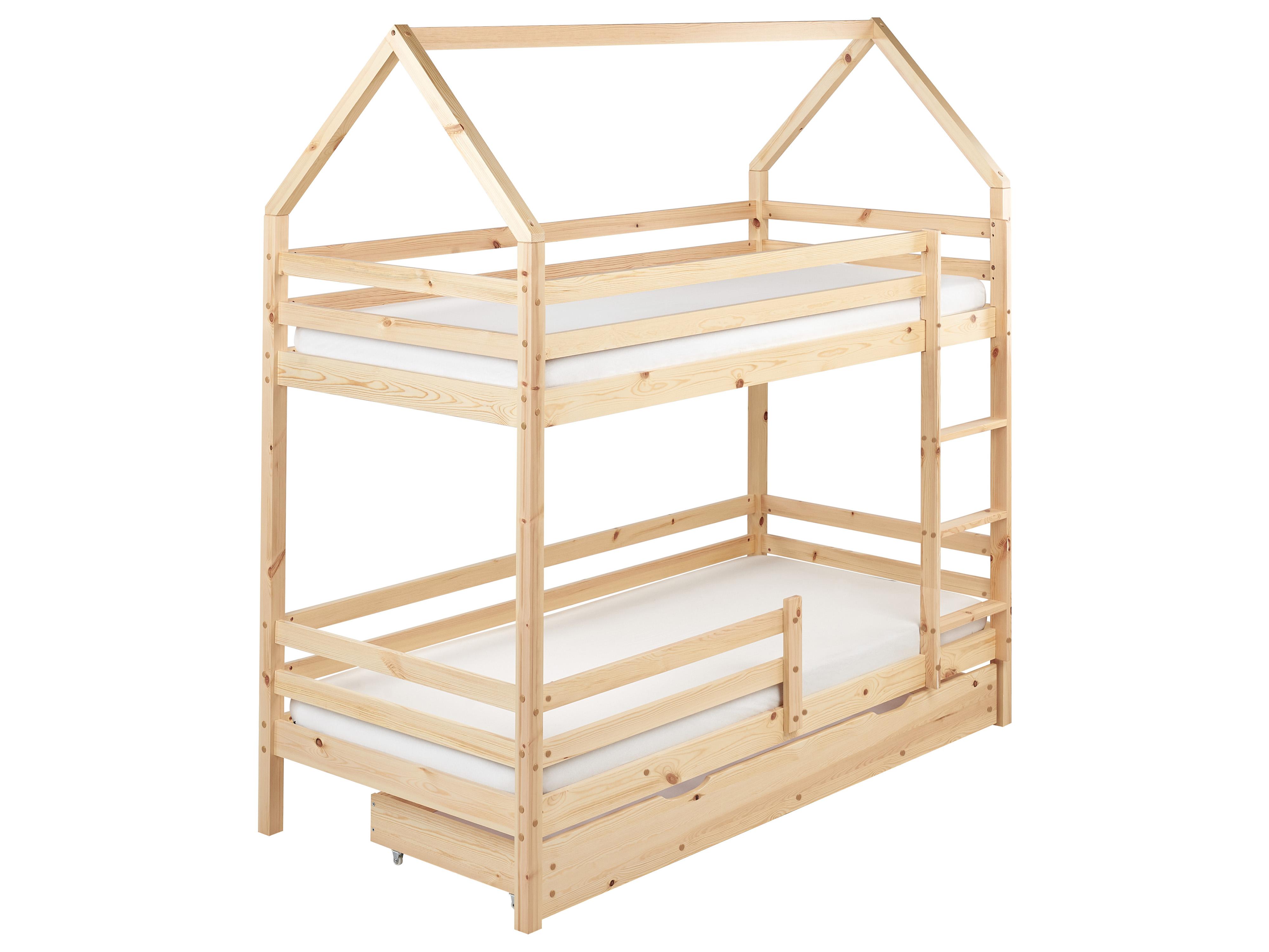 Hoogslaper met laden Huis Dennenhout GIRGOLS 90 x 200 cm met opbergruimte Lichtbruin