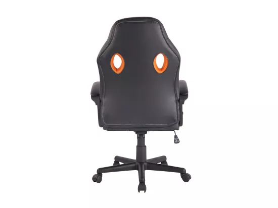 Chaise de bureau - Similicuir & Chrome - Noir / Orange - Elbing