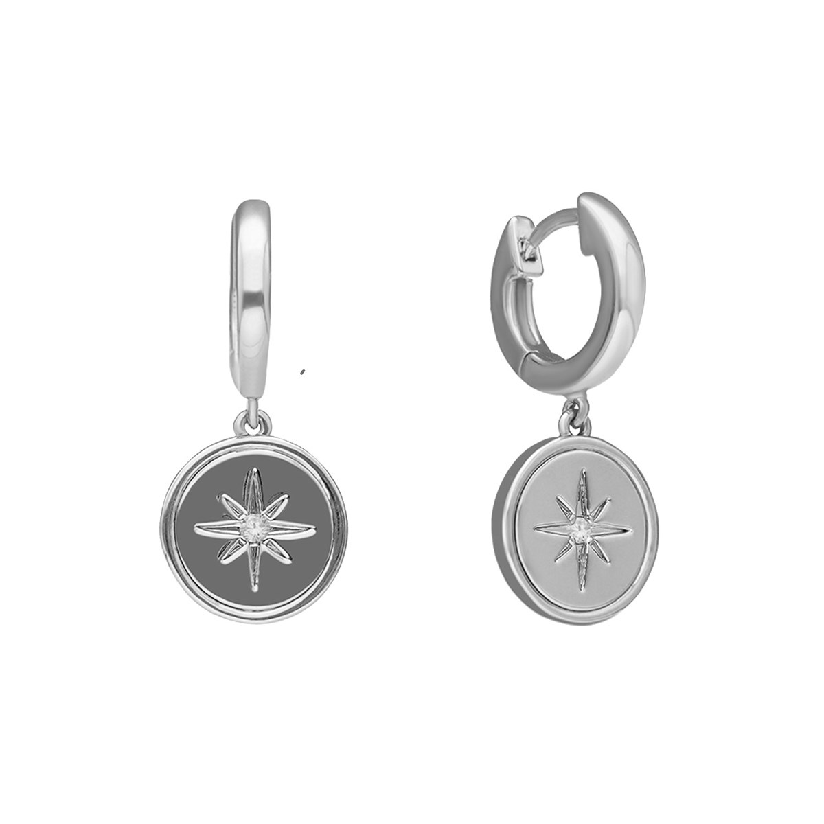 Boucles D'oreilles Argentées Rose Des Vents