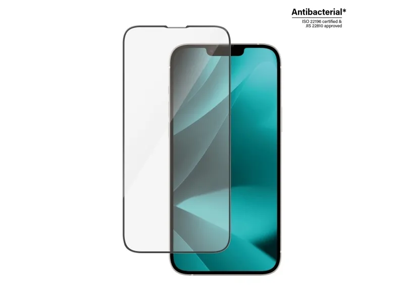 PanzerGlass™ | Antibacterial - Skærmbeskytter for mobiltelefon - Ultra-Wide Fit - rammefarve sort | Apple iPhone 13 Pro Max/14 Plus