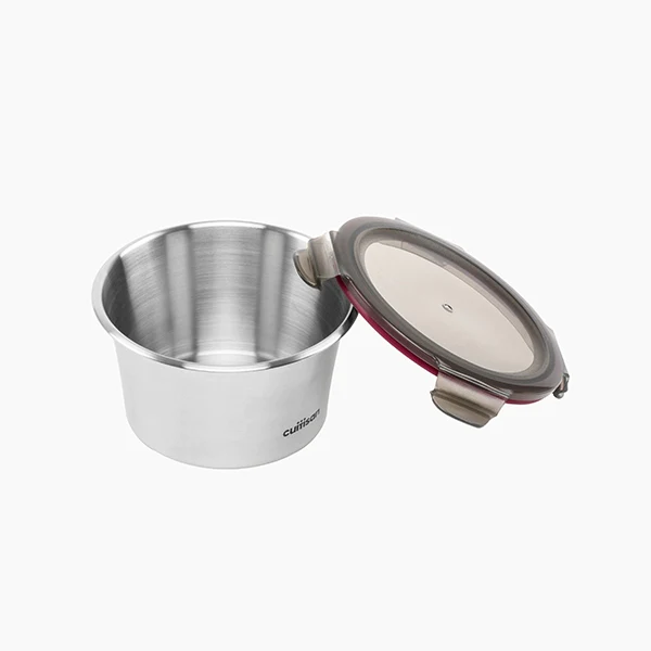 Boîte de conservation ronde en inox 920 ml compatible micro-ondes Cuit