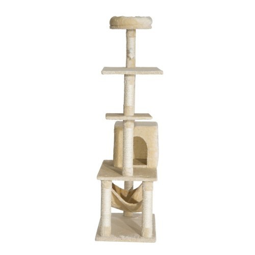 Árvore para gatos Pawhut de 5 níveis, bege, com arranhador.