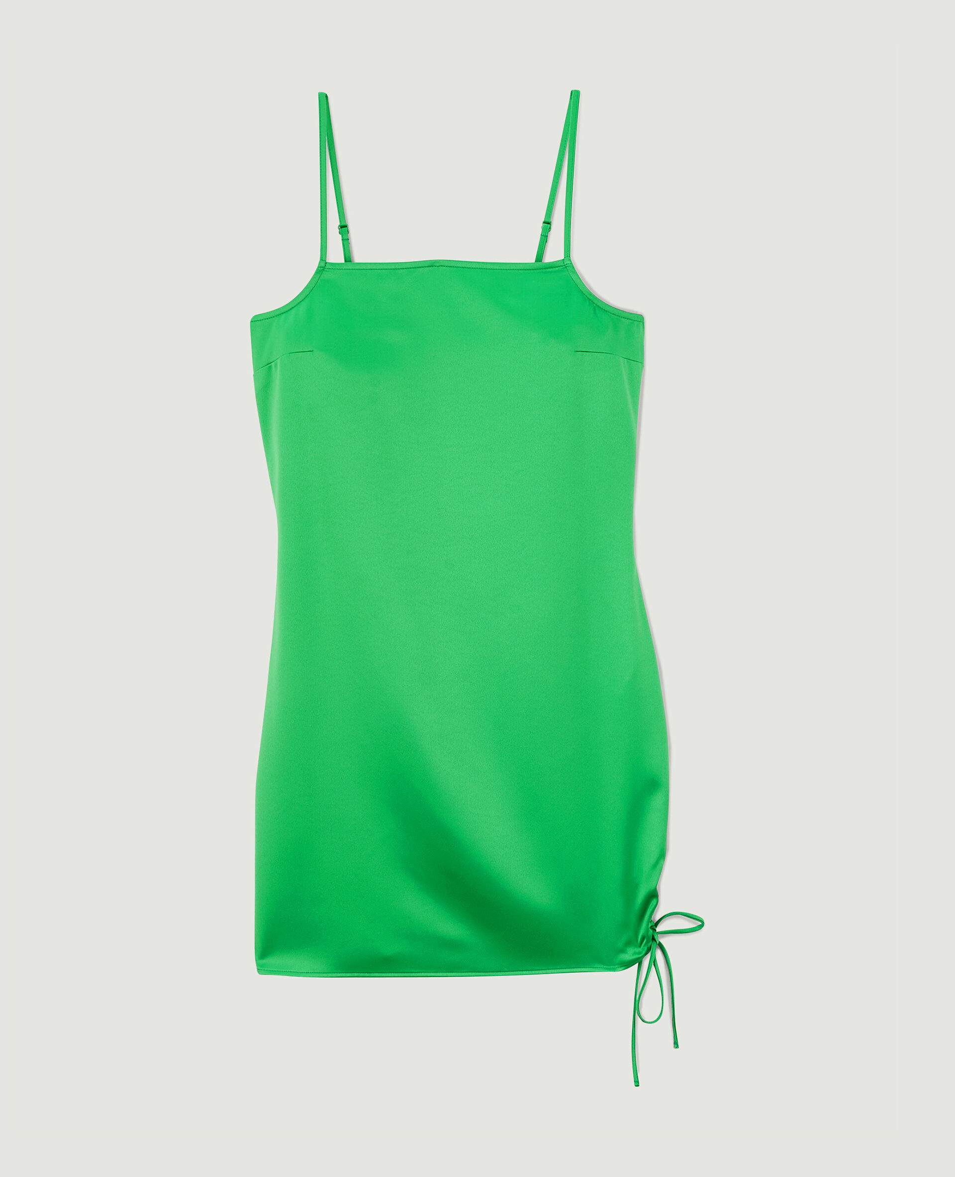 Robe courte satinée avec laçage - Vert