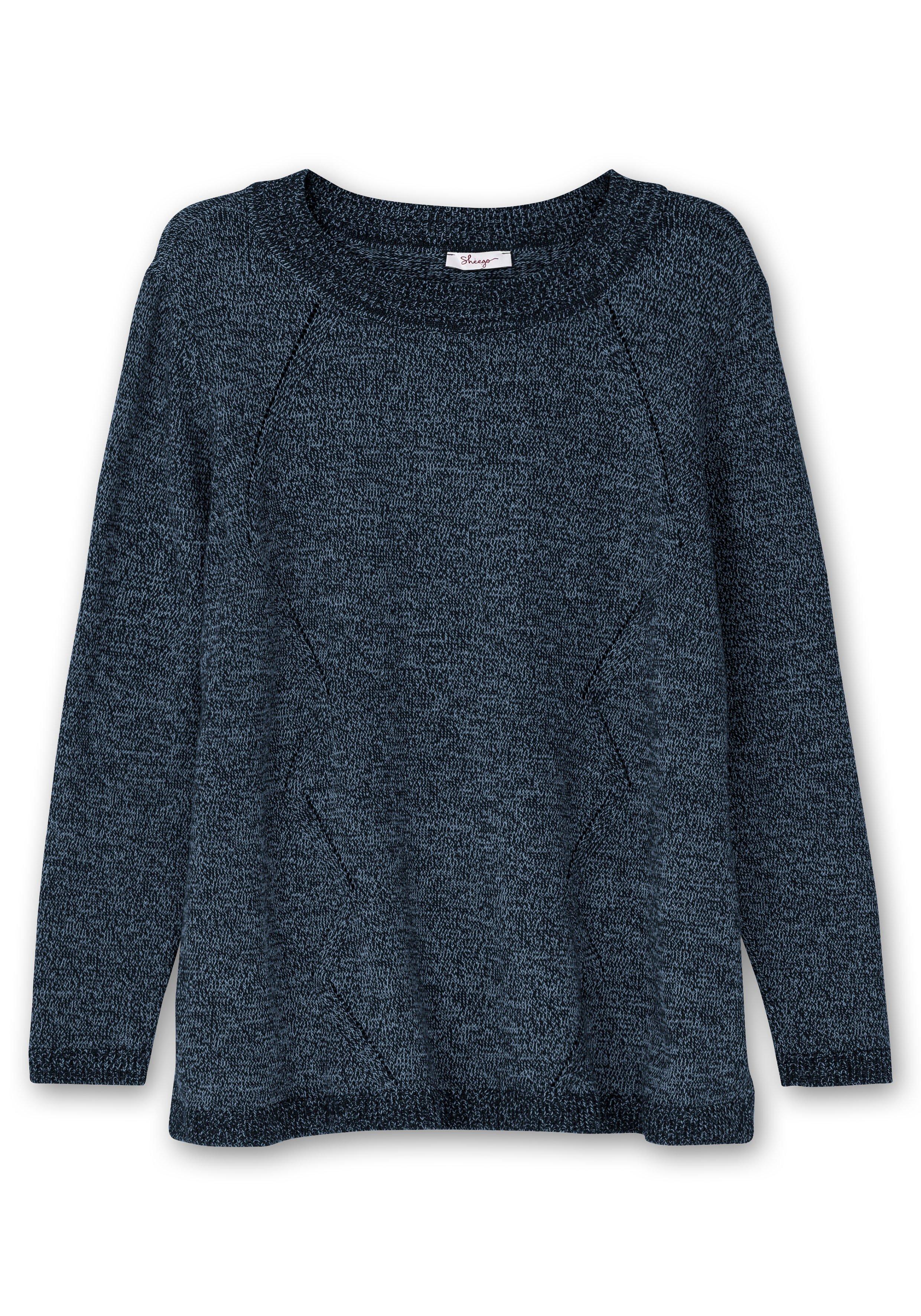 Melierter Pullover in A-Linie, flauschige Qualität