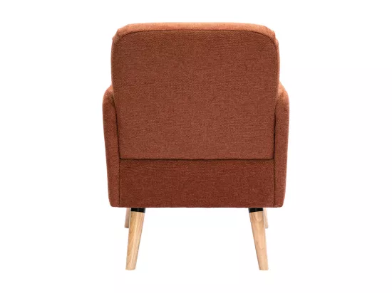 Fauteuil scandinave en tissu effet velours texturé terre brûlée et bois clair ISKO