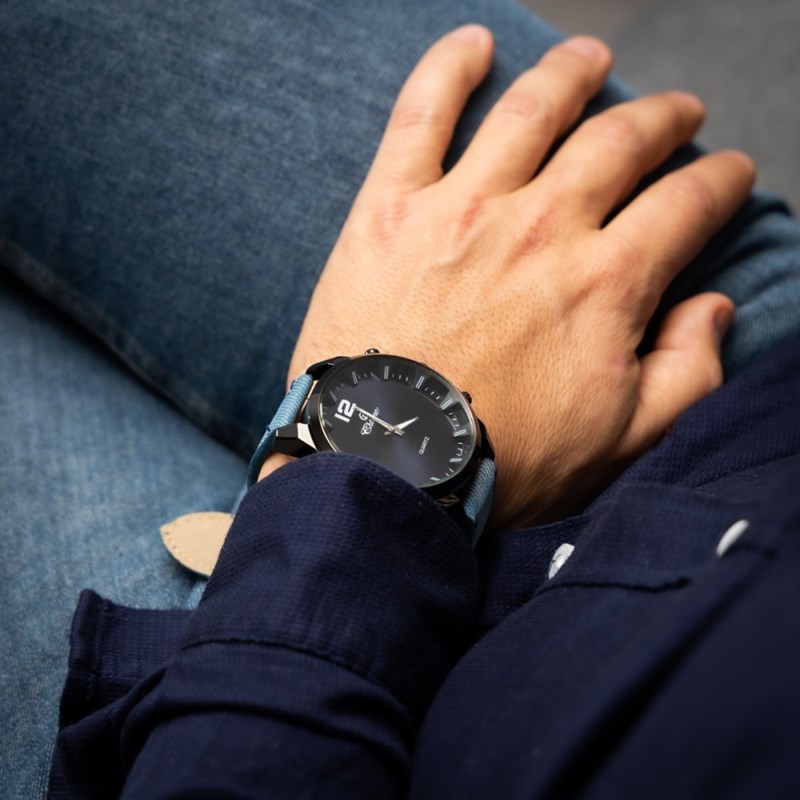 Montre Homme CHTIME bracelet Cuir Bleu