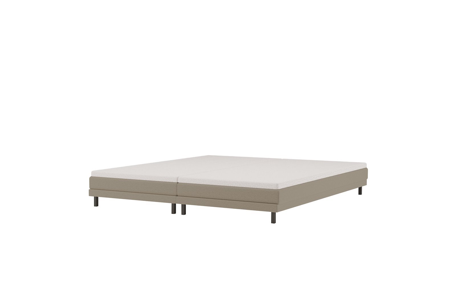 XOV Komfort 5 regulerbar seng 160x200 cm Tekstil Primo 05 beige, Komfort 5 overmadrass og sorte firkantede ben, gavl selges separate.