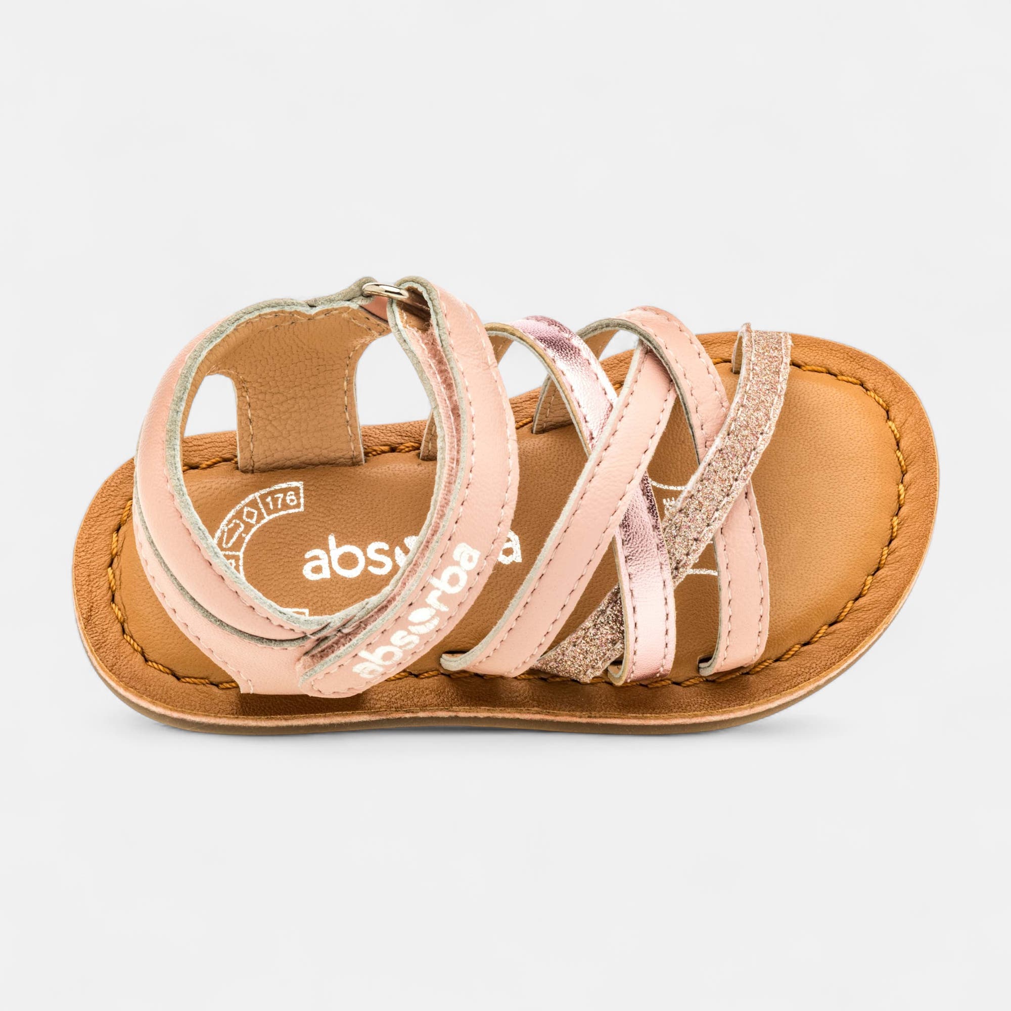 Nu-pieds Bébé fille en cuir rose