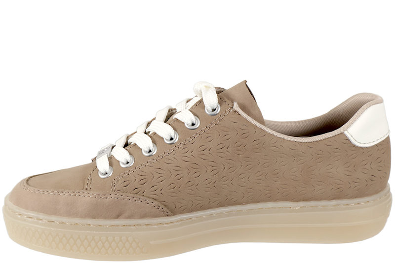 RIEKER SKO I BEIGE SKIND MED LYNLÅS