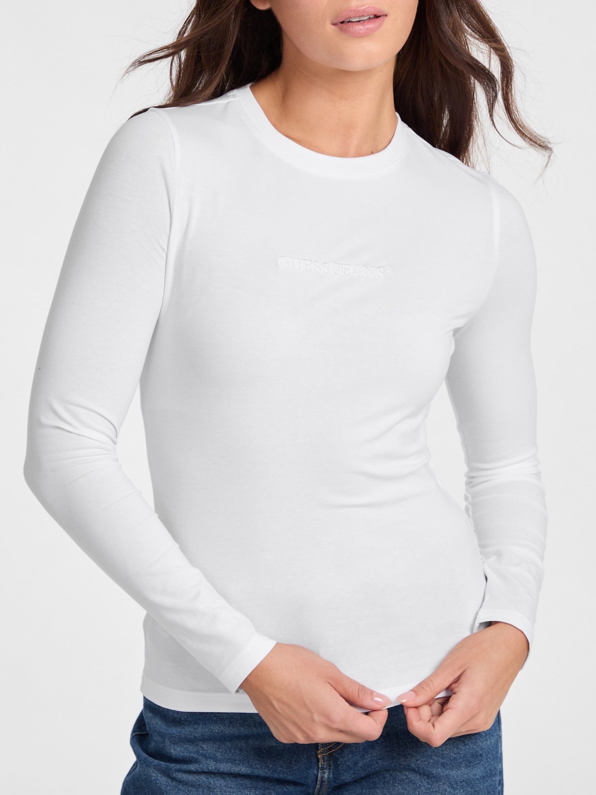 Camiseta Slim de Manga Comprida Bordada