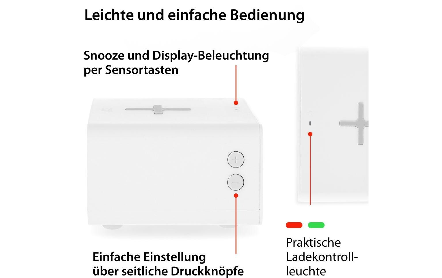 Digitalwecker mit TemperaturanzeigeWecker mit Induktionsladung