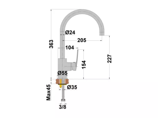 Mitigeur lavabo mobile PAINI Ruby Noir Mat