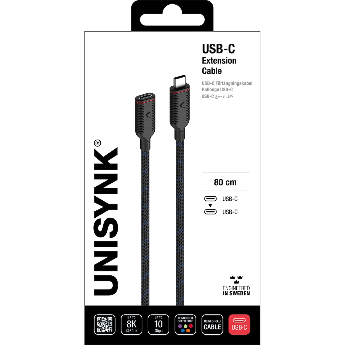 Unisynk USB-C forlengingskabel (80 cm)
