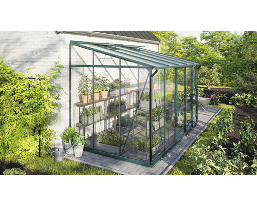 Kas Vitavia Ida 6500, enkelvoudig veiligheidsglas/meerwandige polycarbonaatpanelen, 324,3 x 201,4 cm, smaragdgroen