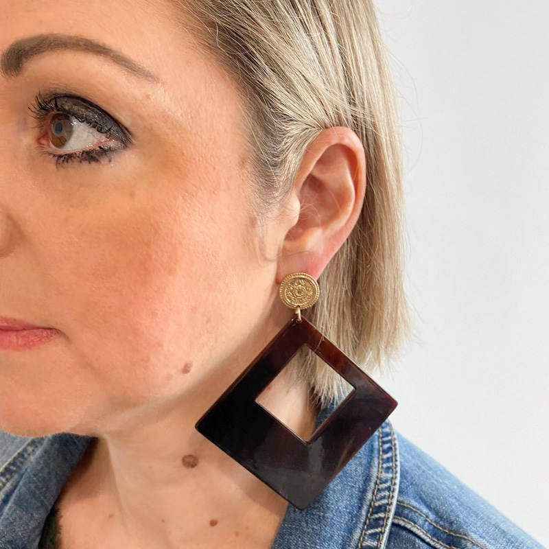 Boucles d'oreilles pendantes losange