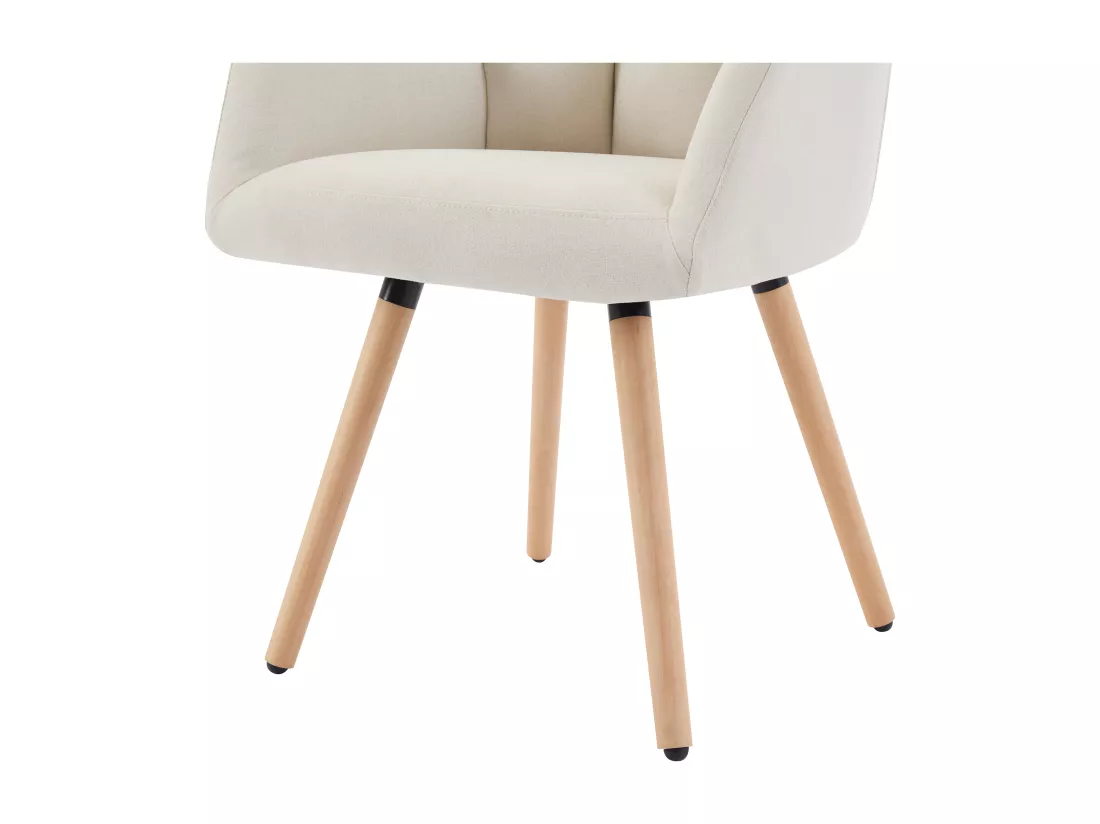 Lot de 2 chaises avec accoudoirs - Tissu et bois de hêtre - Beige - PEGA de Pascal MORABITO