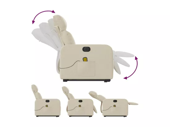 Fauteuil inclinable massant électrique Crème Tissu
