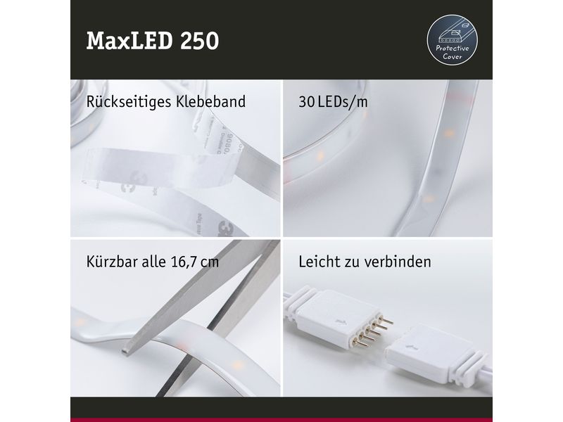 Paulmann LED-Stripe MaxLED 250 Tunable White, 1 m Verlänger Beschichteter LED-Streifen mit variabler Farbtemperatur, kürzbar