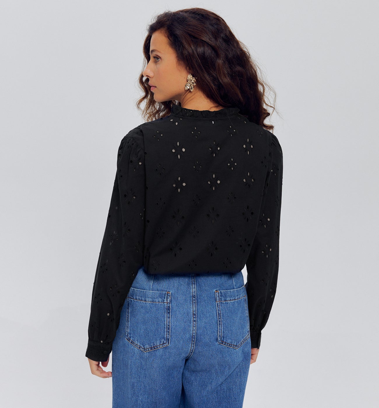 Chemise en broderie anglaise - Noir