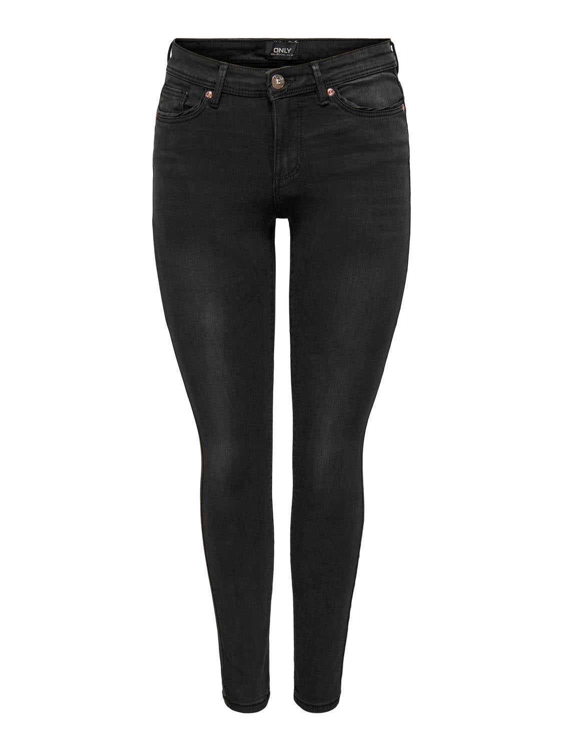 ONLWAUW Mittlere Taille Skinny Fit Jeans Washed Black