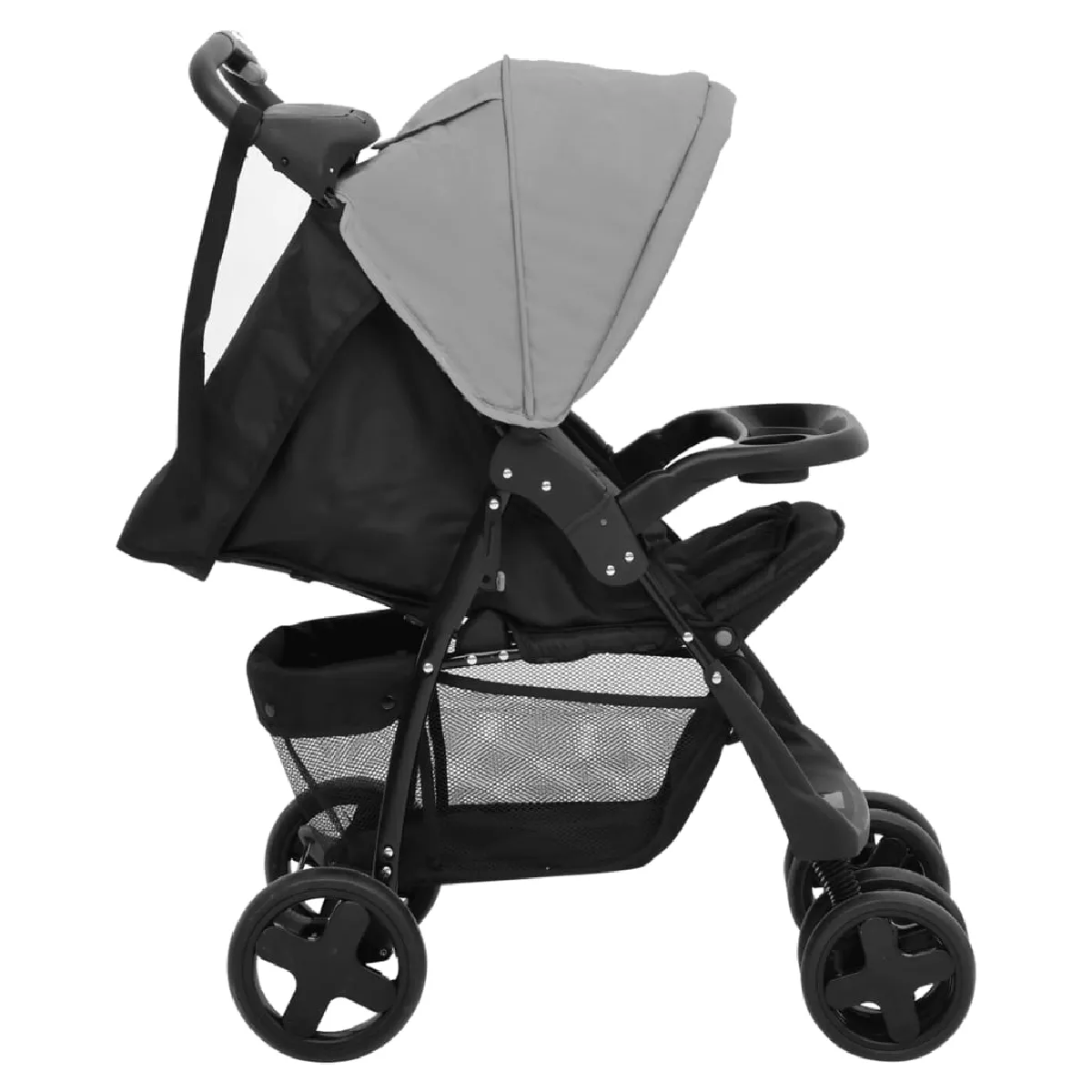 vidaXL Poussette Bébé 2-en-1 Gris-Noir