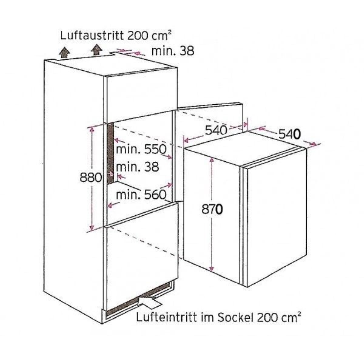 PKM Kühlschrank KS120.4A++EB mit Gefrierfach, Schlepptür Einbau