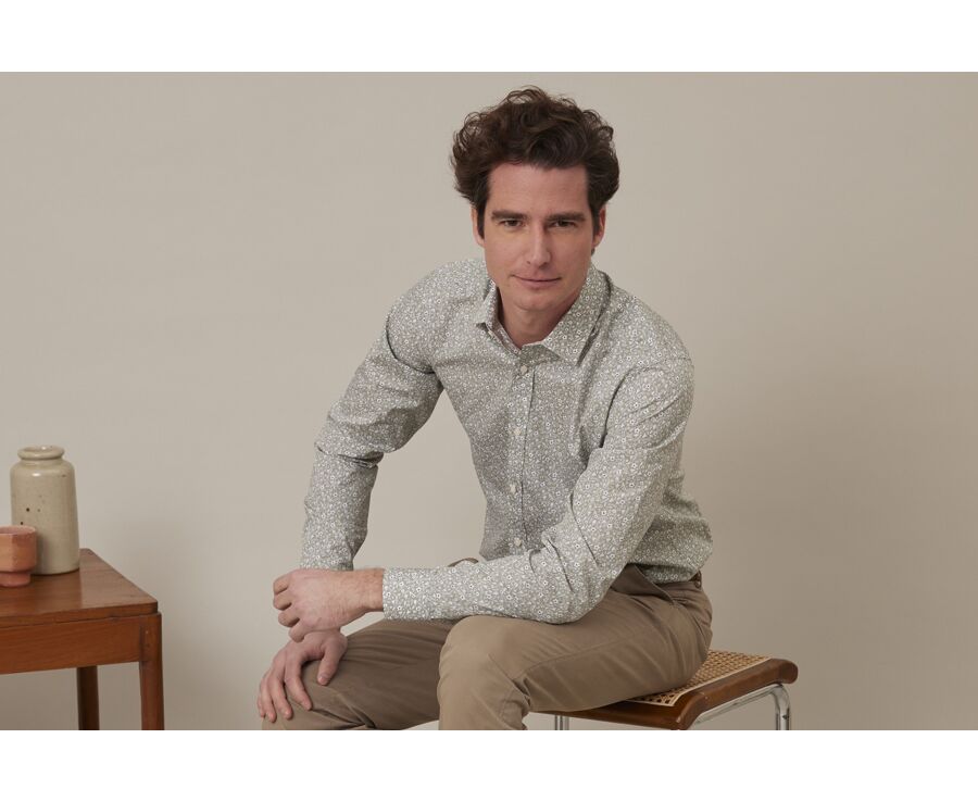 Chemise Vert tilleul imprimée Rouge - SYMPHORIEN