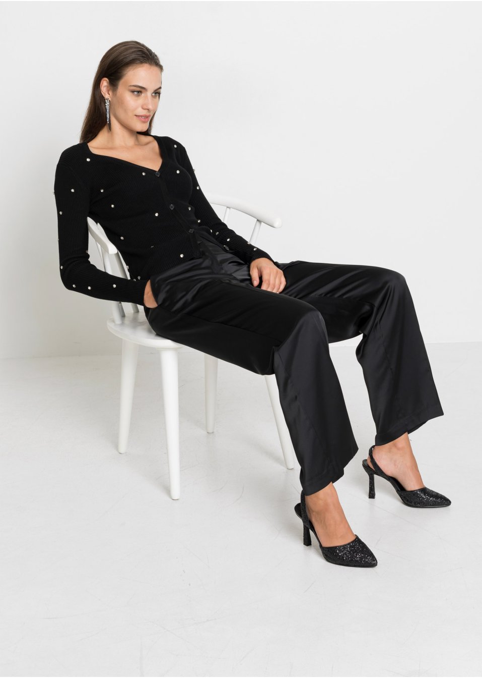 Gilet en maille avec strass appliqués en viscose