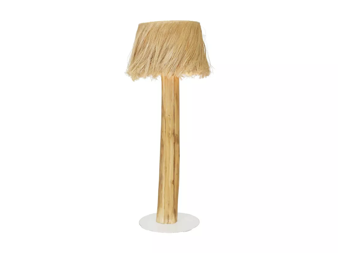 Now's Home - Lampadaire En Bois D'acajou Et Abat Jour Diam60 X 190 Cm Siargao