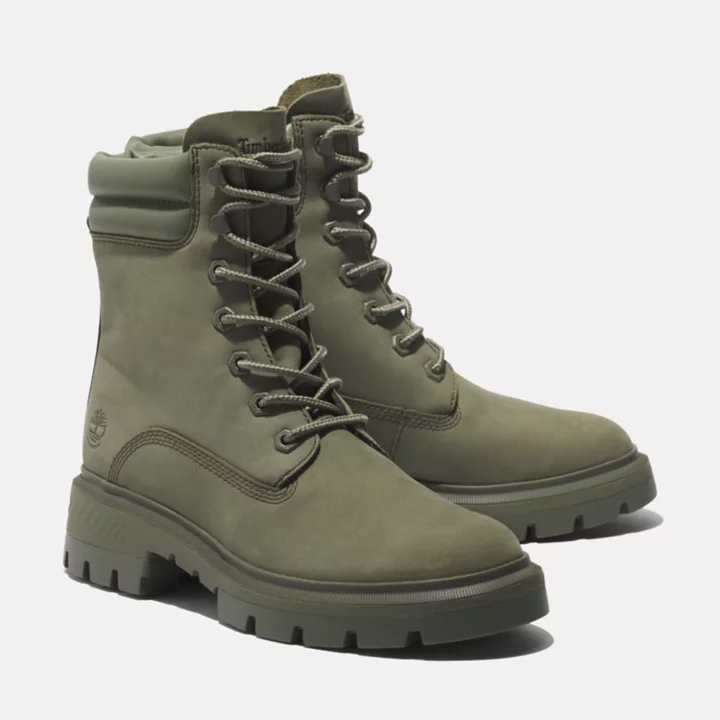 Bota impermeável feminina Cortina Valley de 6 polegadas na cor verde escura.