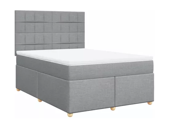 Sommier à lattes de lit avec matelas Gris clair 160x200cm Tissu
