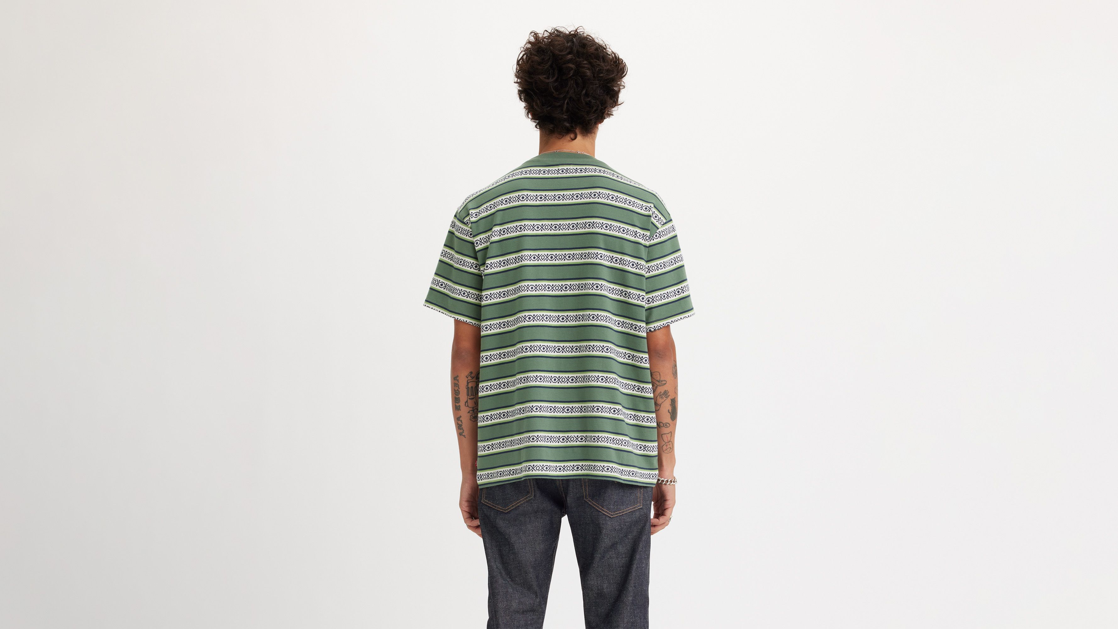 Levi's® t-shirt vintage Red Tab™ - Otis Geo Stripe Dark Forest - Vert
