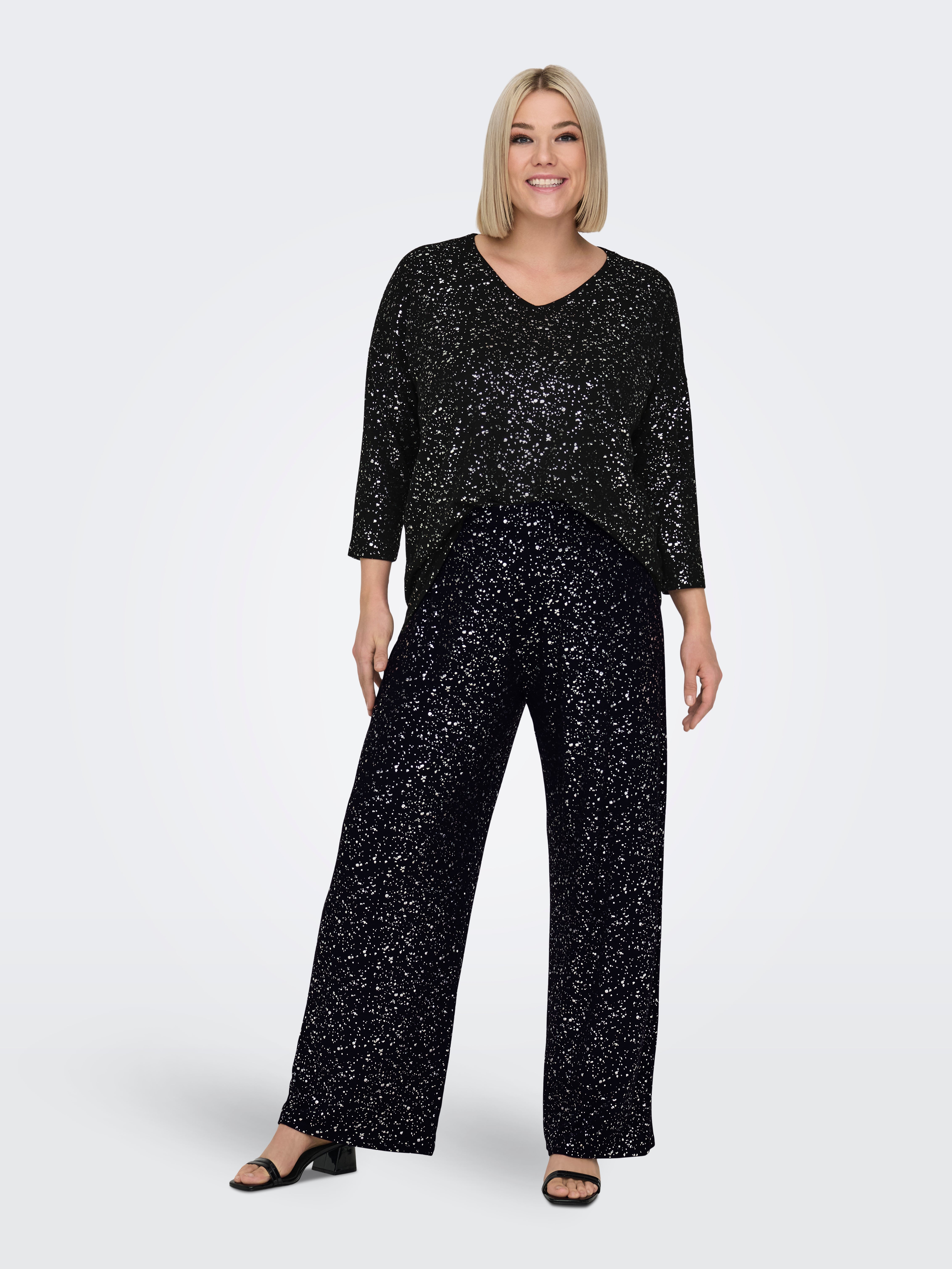 CARNEWFOILA Weiter Beinschnitt Hose mit weitem Beinschnitt Black