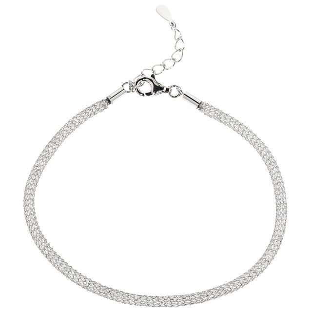 Mesh-Armband, 800 Zirkonia, rhodiniert, ca. 19 + 3 cm