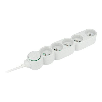Zenitech - Multiprise - Eco-responsible - 5 Prises - 2P+T - Home Green - Blanc
