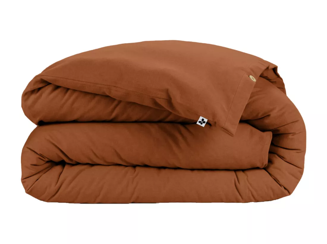 Housse de couette flanelle orange 140x200 cm