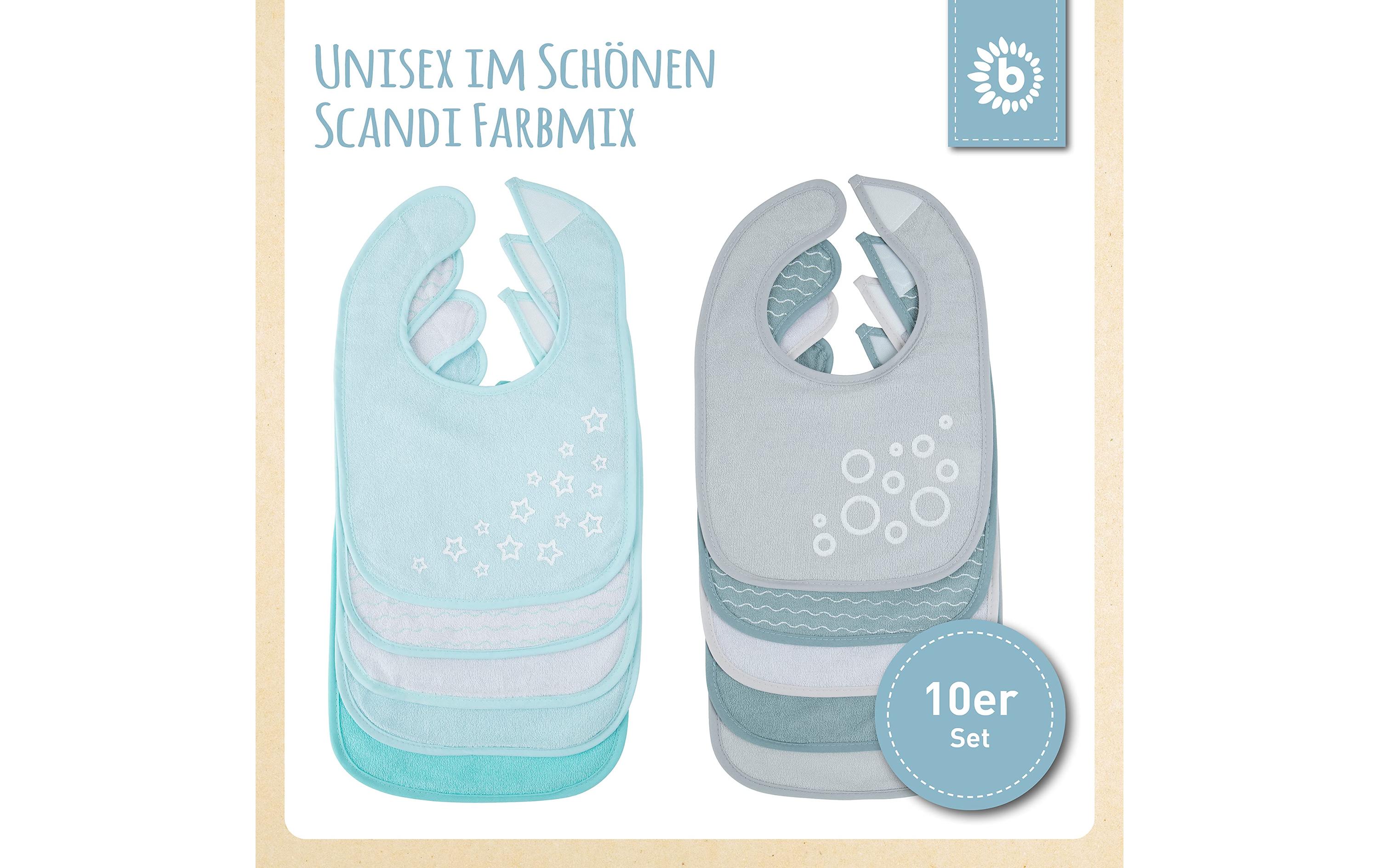 Lätzchen 10er Set, Petrol/Schiefer 30 x 21 cmLätzchen-Set