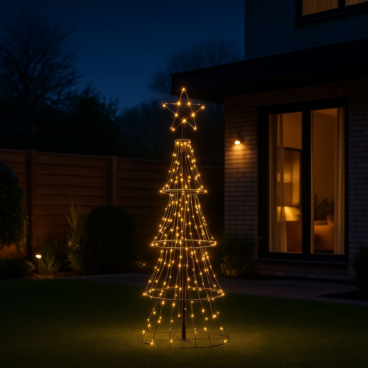 Kerst vloerlamp zwart boom 150cm incl. LED met timer IP44 - Ugoku
