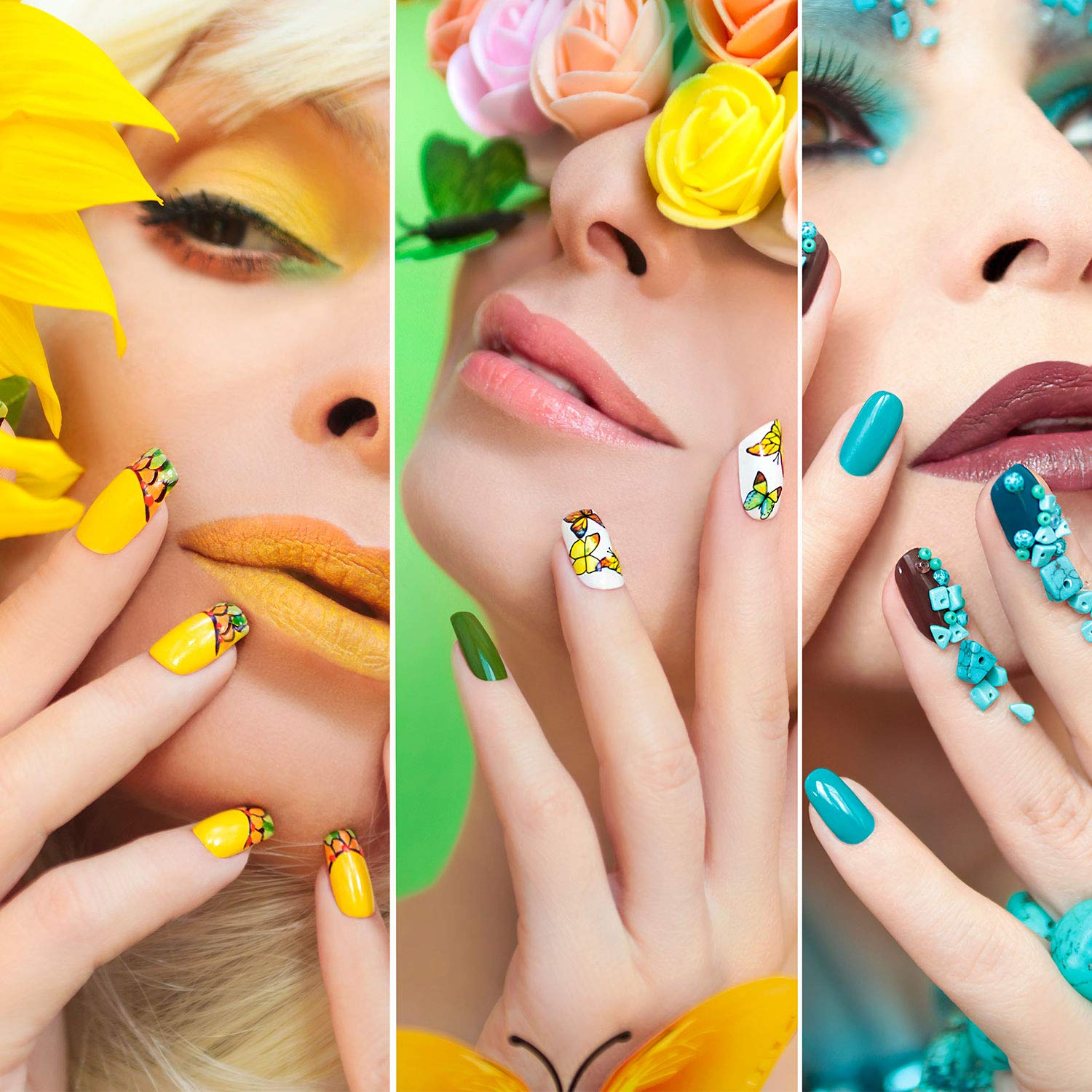 (5-tlg. Set) Nail Art Nageldesign Dekorier Pinsel für UV / Acryl Gel - Glitzer