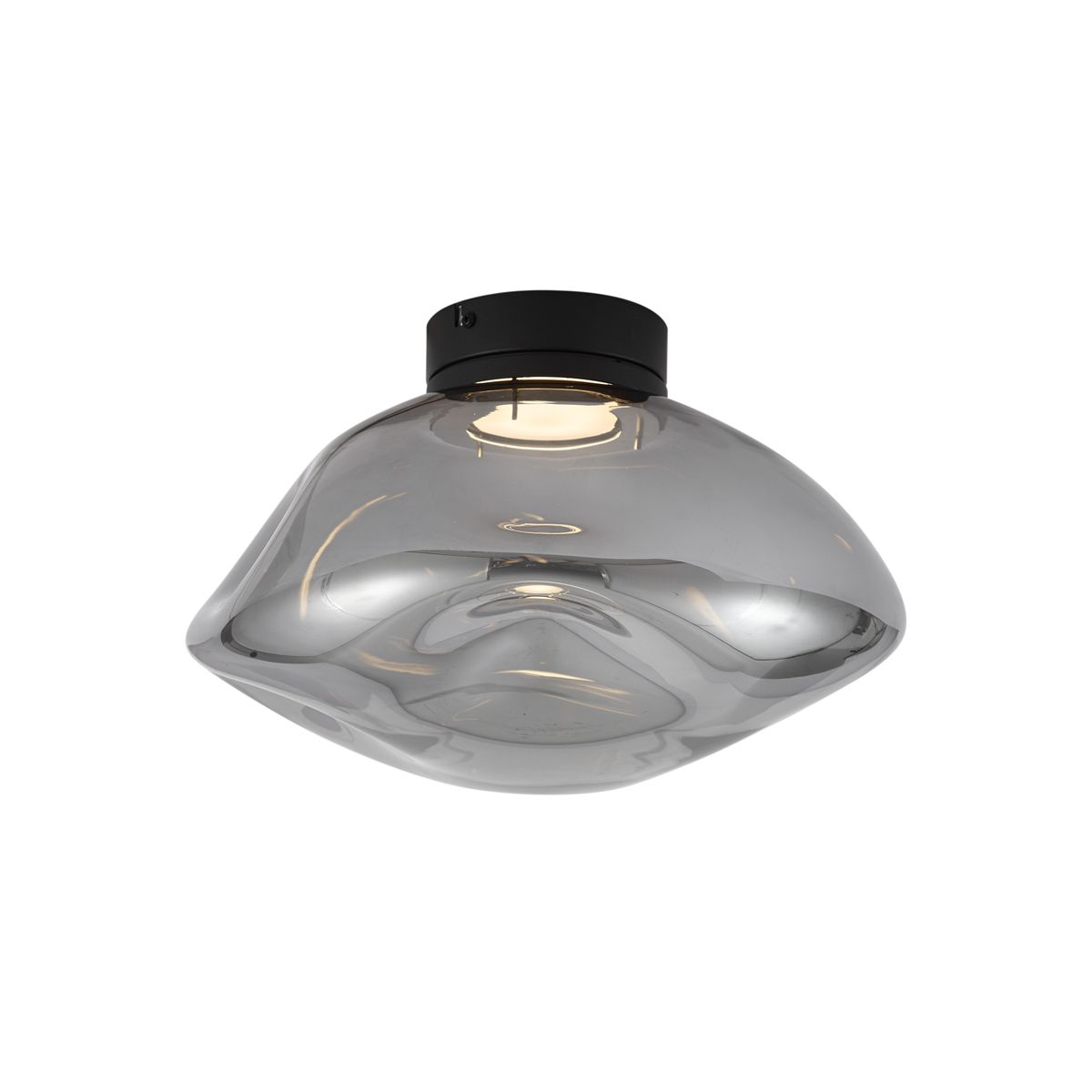 Design plafondlamp zwart met smoke glas - Gemma