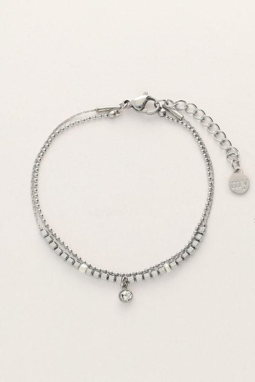 Minimalistische dubbele armband met kraaltjes & strass