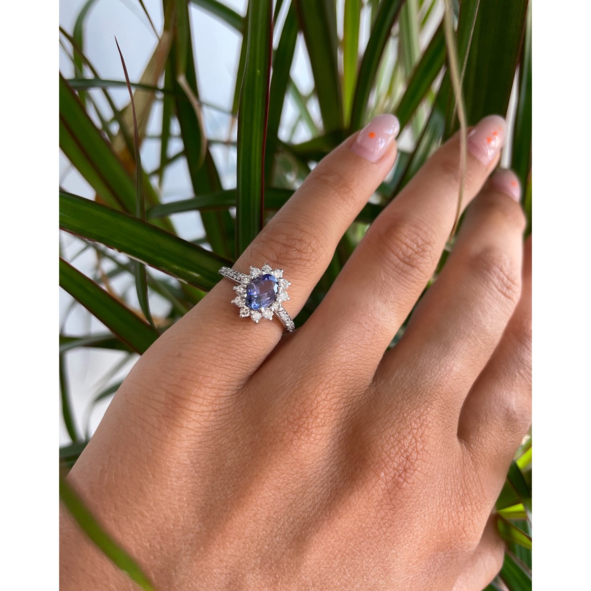 Bague ADEN Tanzanite et diamants sur Argent 925 2.92grs