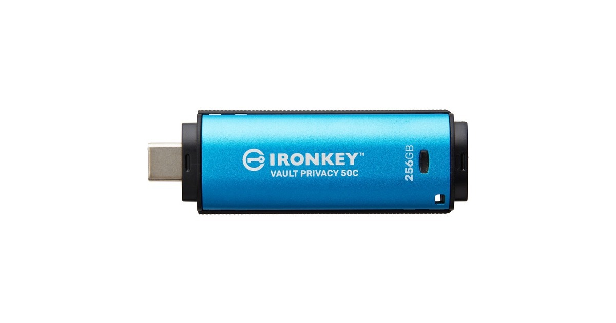 KingstonIronKey Vault Privacy 50 256 GB usb-stick  (Lichtblauw/zwart, USB-C 3.2 Gen 1)