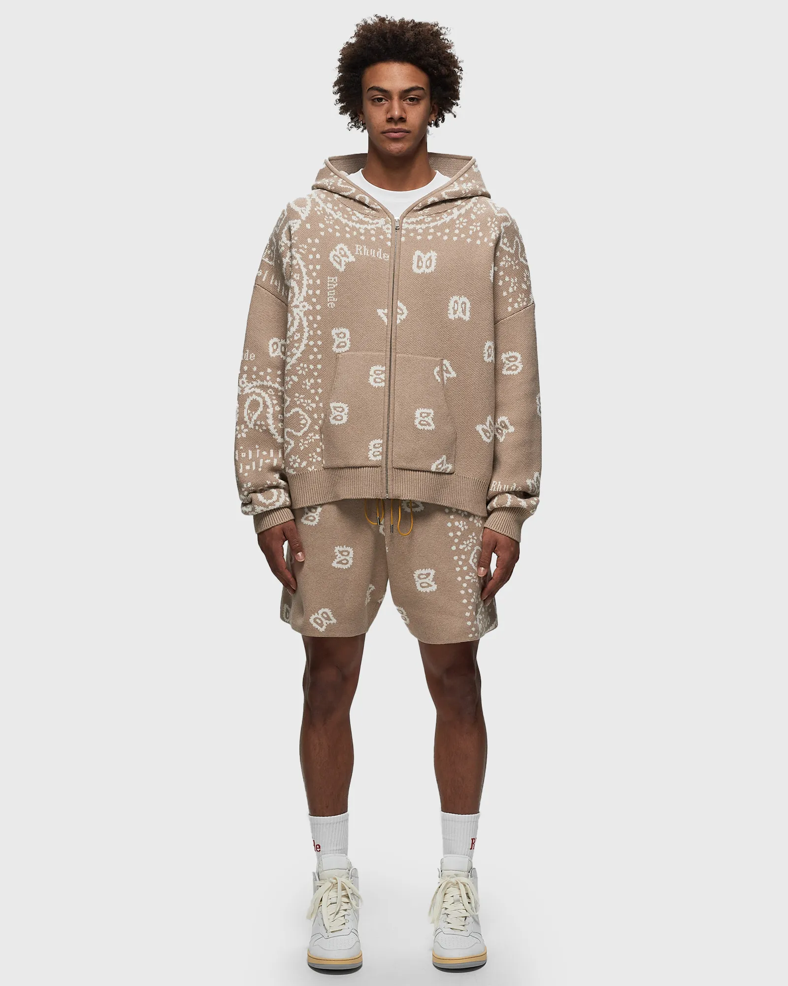 Rhude RHUDE BANDANA KNIT ZIP-UP