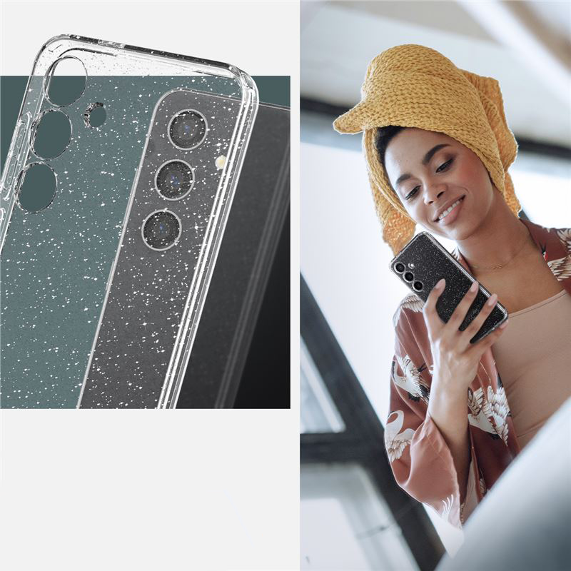 Samsung Galaxy S24 Liquid Crystal Glitter Case Gummi Hülle (ACS07345) - Crystal Quartz (Transparent)