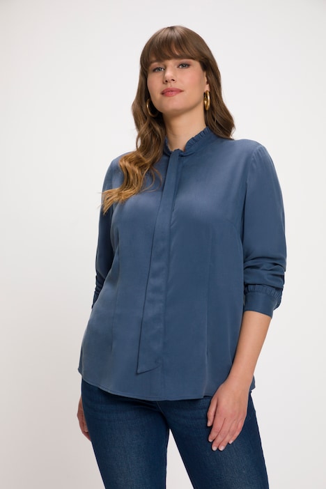 Bluse, Rüschenkragen, Langarm