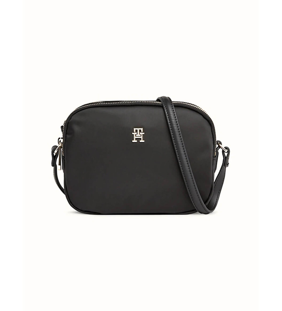 Bolsa de ombro preta Tommy Hilfiger TH Emblem