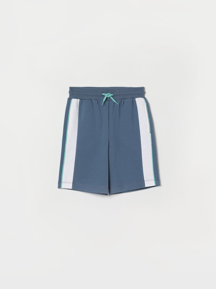 Bermuda jogger com listra lateral - Azul Acinzentado