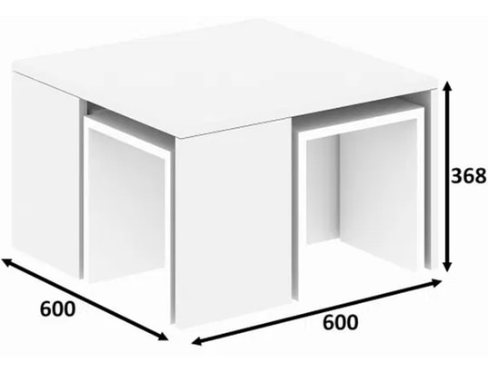 CONCEPT1 - Table basse Ensemble de ortanca blanc 60 x 60 x h36,8cm