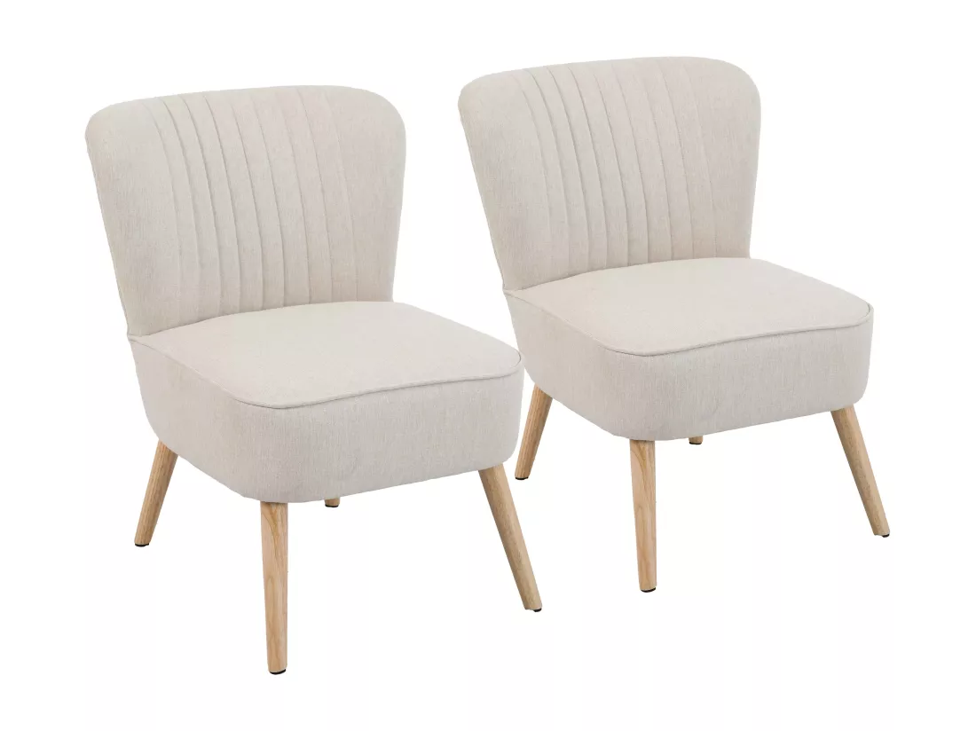 Lot de 2 fauteuils style crapaud en tissu beige